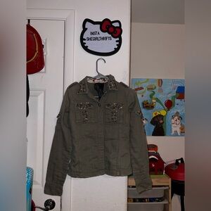 miss me army green top